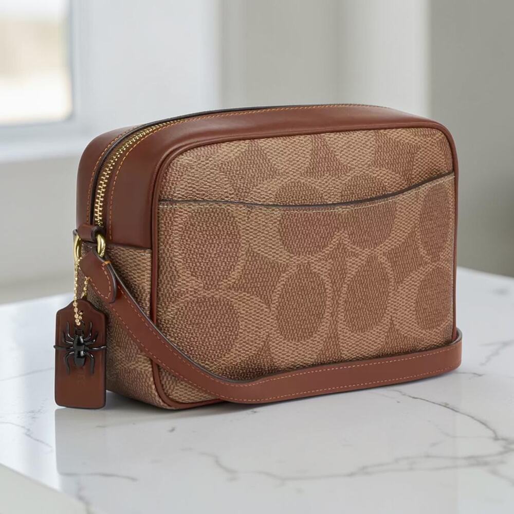Coach NWT Jamie Camera Bag Signature Canvas Halloween Print Pumpkin Gold CCK86 - Picture 2 of 4